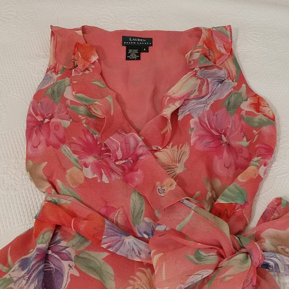 Lauren Ralph Lauren Floral Midi Dress - Pink and Green